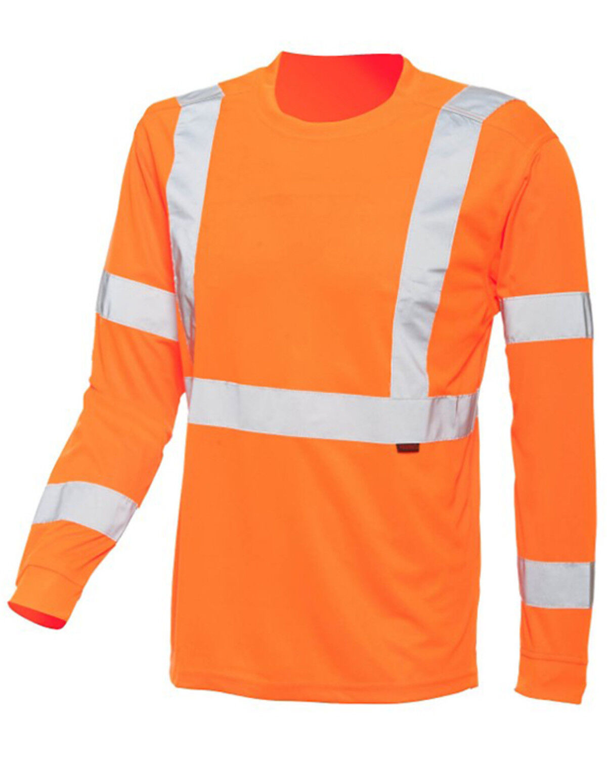 Image #1 - Wolverine Men's Hi-Vis Caution Long Sleeve Work T-Shirt, Orange, hi-res