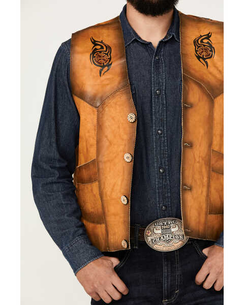 Image #3 - Kobler Leather Men's Eagle Leather Vest , Beige, hi-res