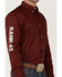 RANK 45 Men's Performance Twill Logo Long Sleeve Button Down Western Shirt , Burgundy, hi-res