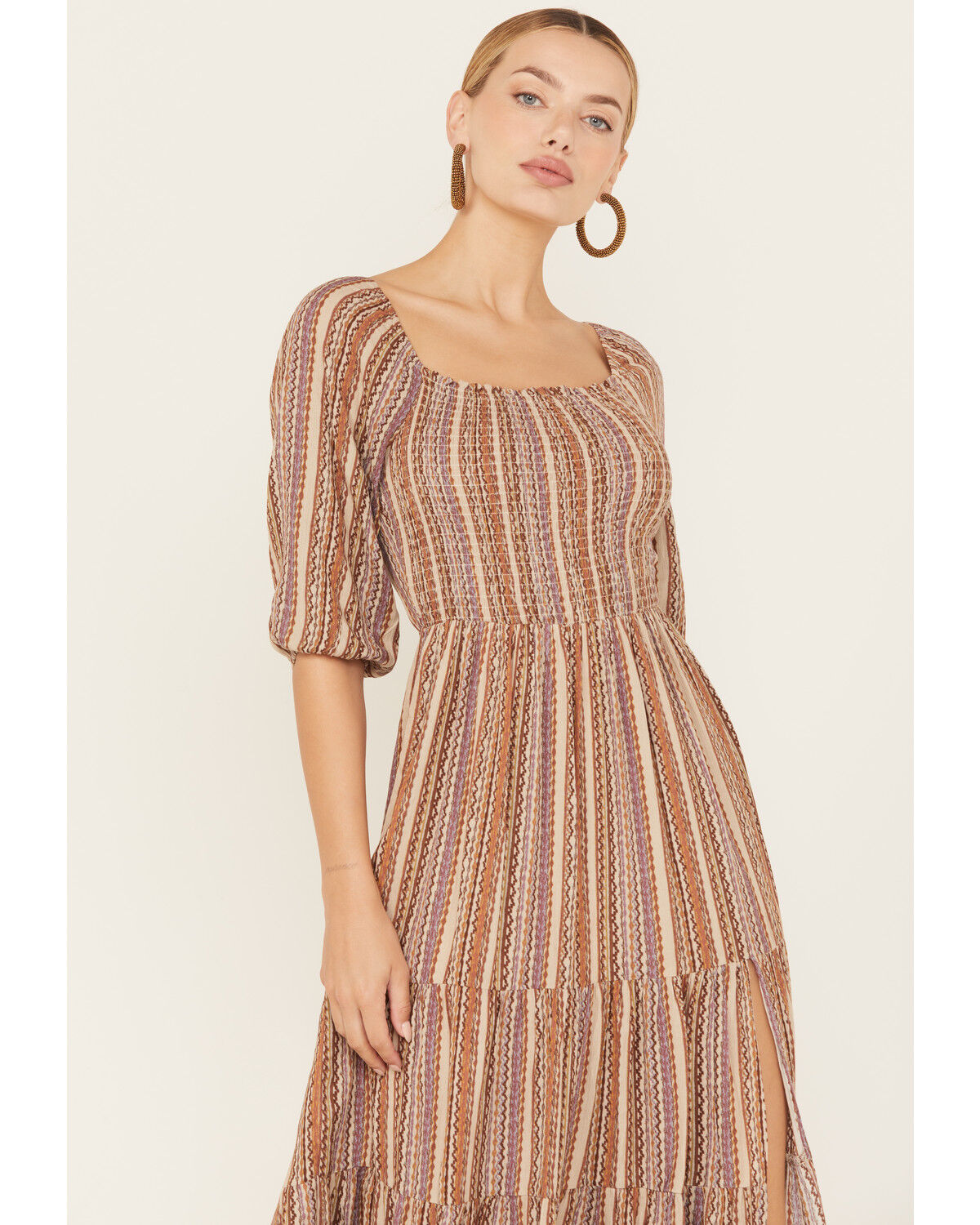 Image #2 - Sadie & Sage Women's Bohemian Open Back Midi Dress, Taupe, hi-res
