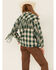 Image #3 - Entro Women's Green Plaid Fringe Yoke Shacket, Green, hi-res