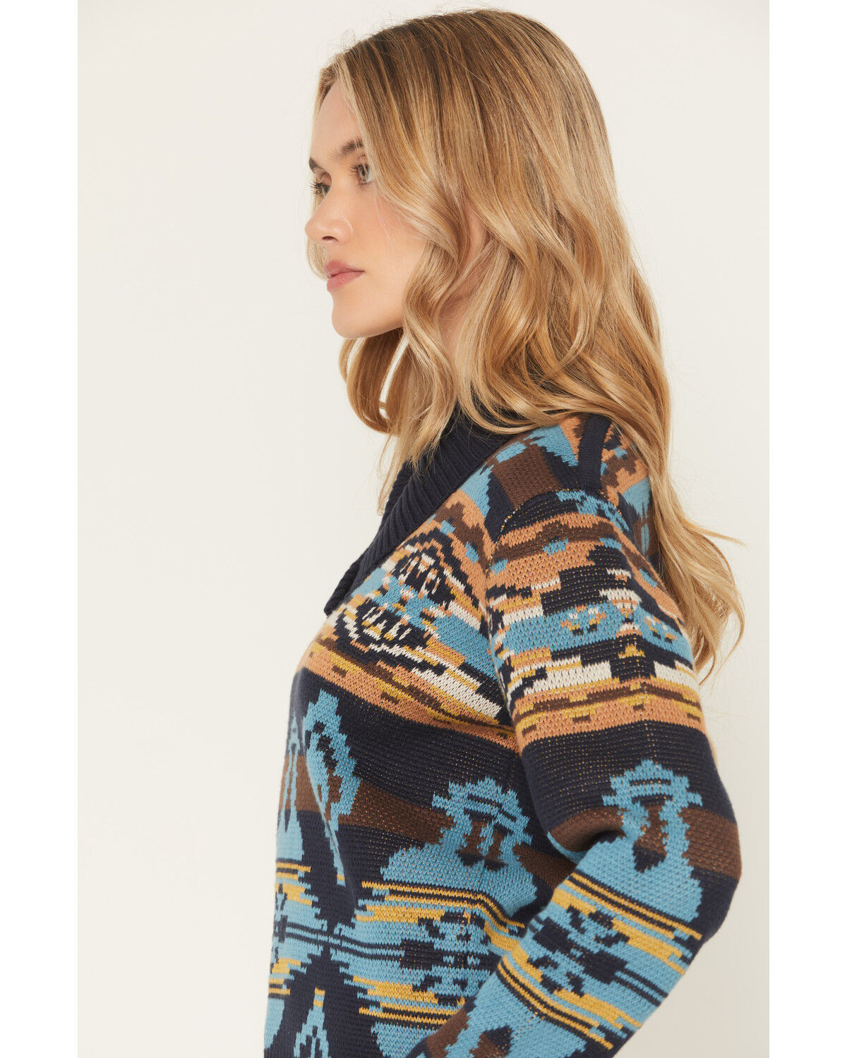 Image #2 - Shyanne Women's Southwestern Print Knit Sweater, Indigo, hi-res