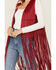 Image #3 - Fornia Women's Suede Fringe Vest , Red, hi-res