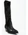 Image #1 - Italian Cowboy Women's Perforated Tall Western Boots - Snip Toe , Black, hi-res
