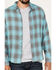 Image #3 - Brixton Men's Bowery Soft Weave Long Sleeve Button Down Flannel Shirt, Teal, hi-res