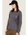 Image #2 - Timberland Pro Women's FR Cotton Core Long Sleeve Logo Pocket Tee , Charcoal, hi-res