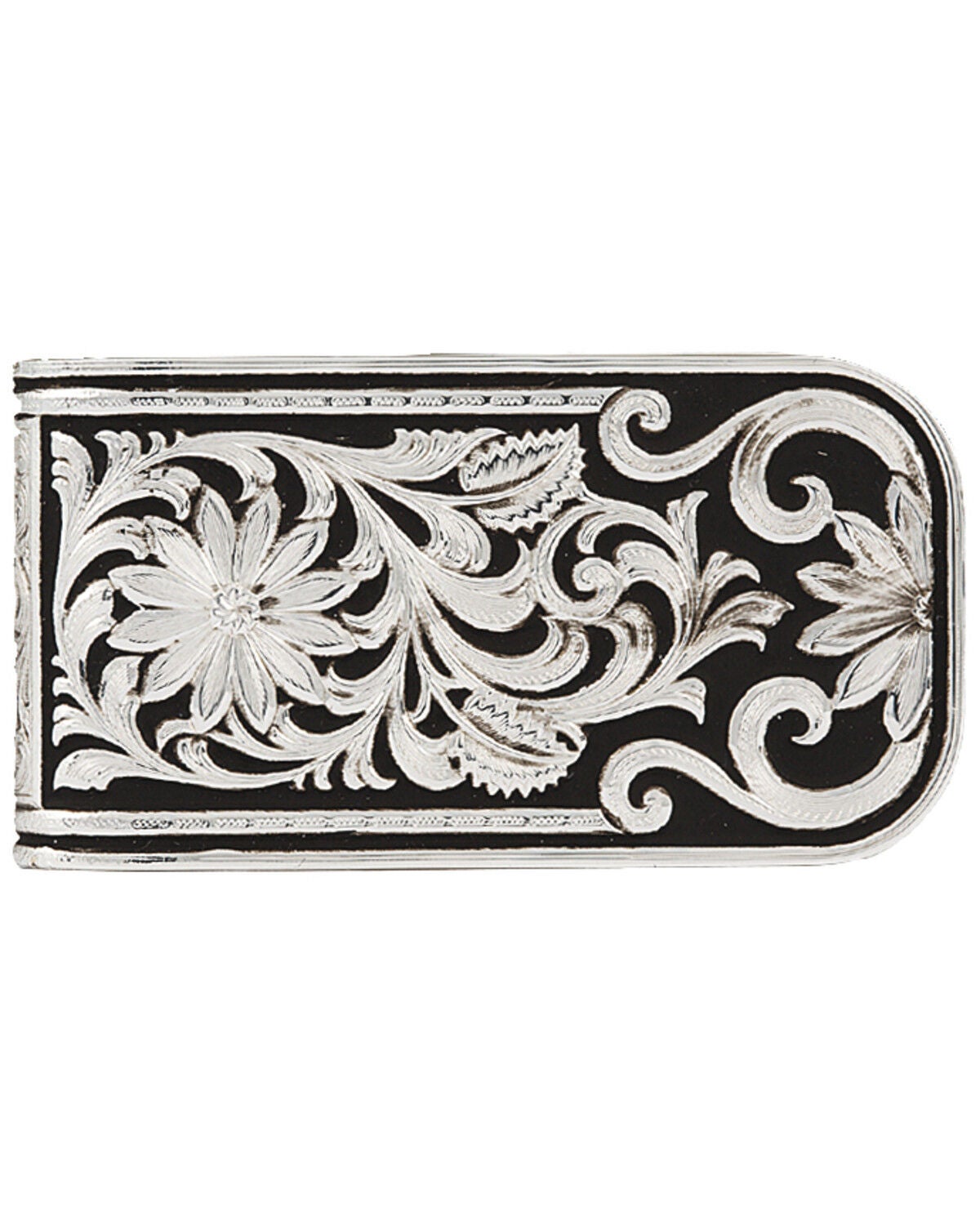 Montana Silversmiths Men's LeatherCut Bitterroot Money Clip, Silver, hi-res