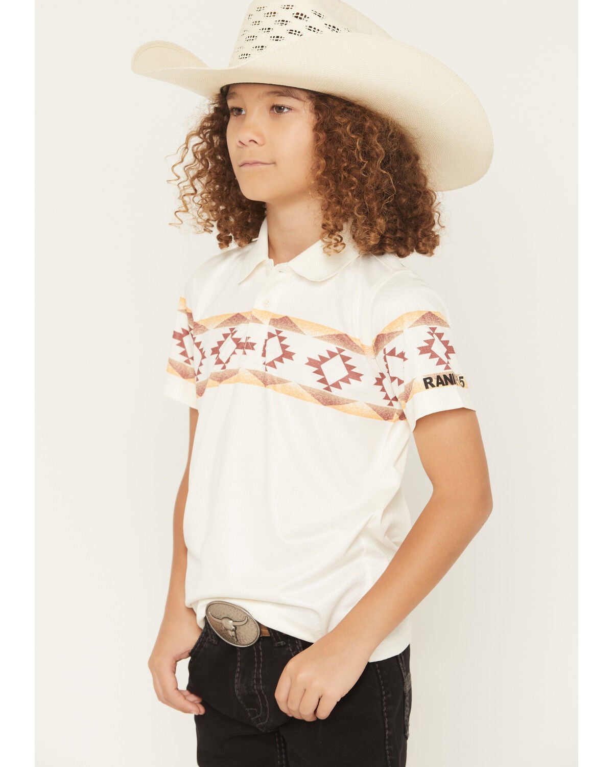 Image #2 - RANK 45&reg; Boys' Josey Border Striped Button-Down Polo Shirt, Cream, hi-res