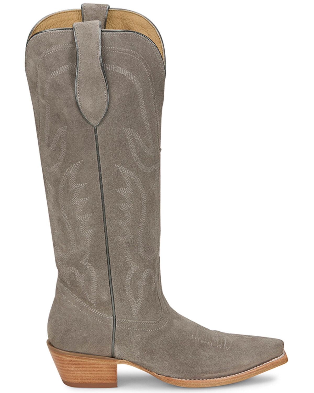 Image #2 - Tony Lama Women's Derby Liz Tall Western Boots - Snip Toe, Light Grey, hi-res
