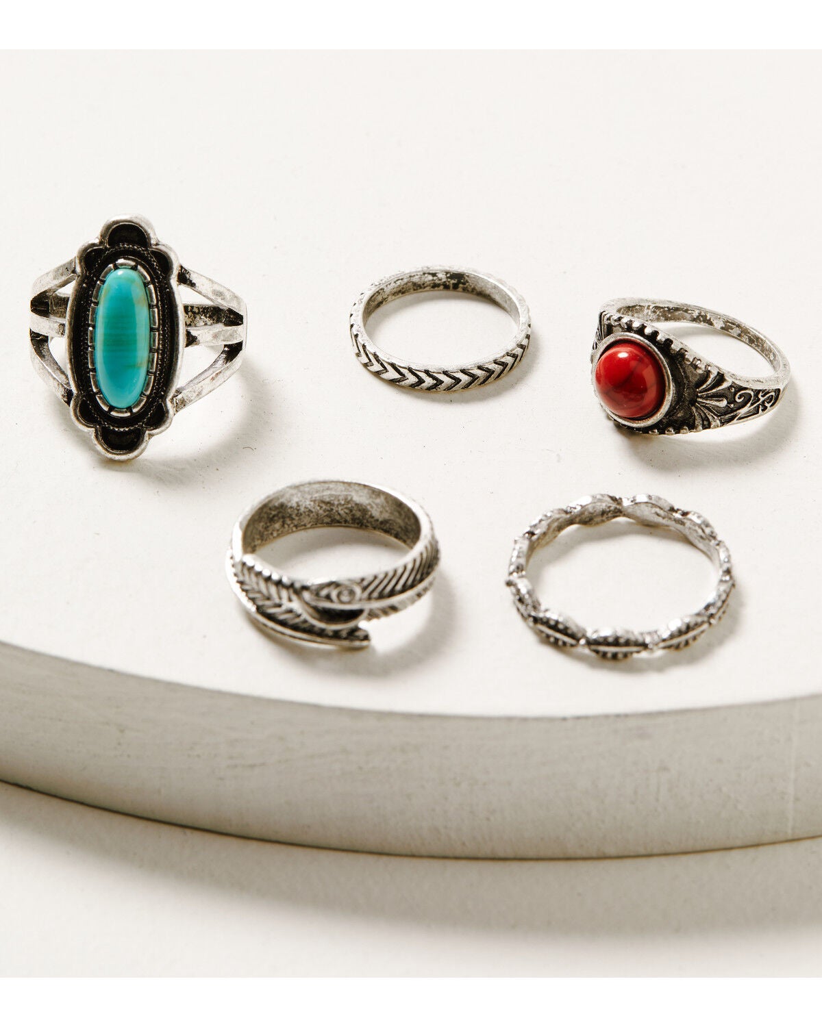 Image #1 - Shyanne Women's 4-piece Silver & Turquoise Ring Set, Silver, hi-res