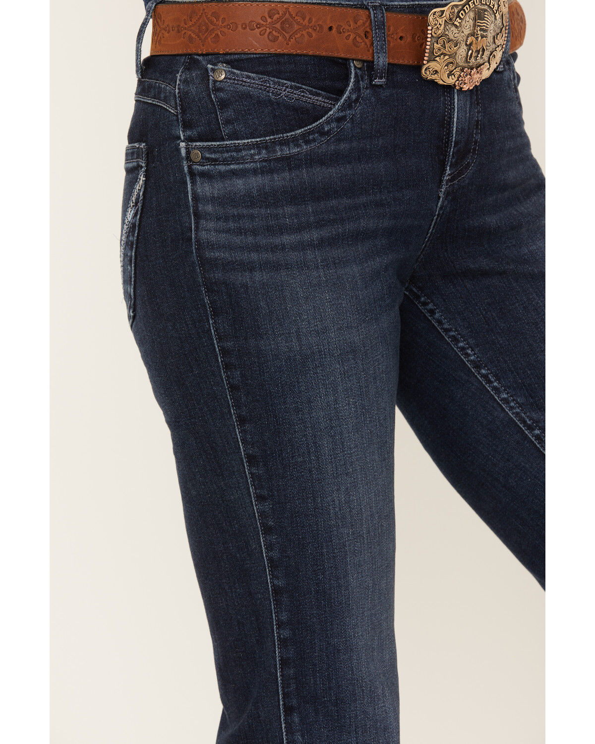 Image #4 - Wrangler Women's Mid Rise Q-Baby Dark Wash Bootcut Ultimate Riding Jeans, Dark Wash, hi-res