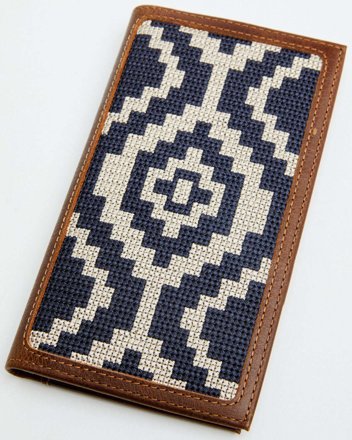 Cody James Men's Southwestern Woven Leather Rodeo Wallet, Navy, hi-res