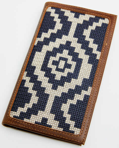 Cody James Men's Southwestern Woven Leather Rodeo Wallet , Navy, hi-res