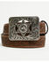 Image #1 - Cody James Boys' Sheriff Star Buckle Tooled Belt, Brown, hi-res