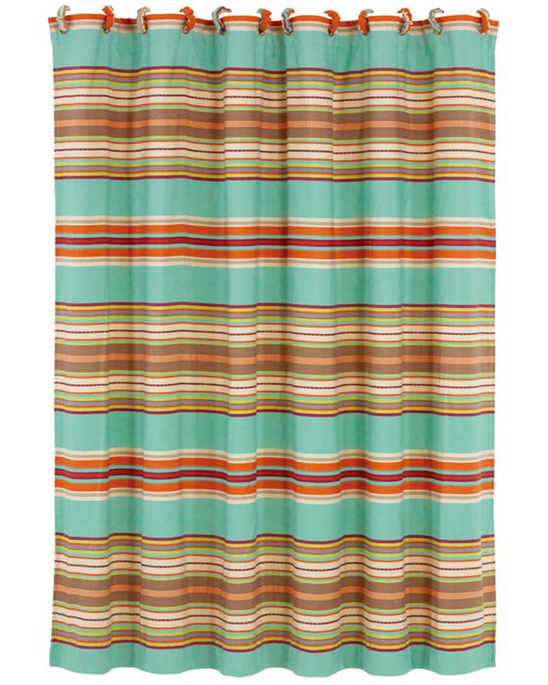 HiEnd Accents Turquoise Serape Shower Curtain , Turquoise, hi-res