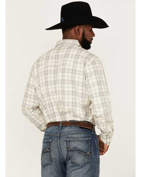 Blue Ranchwear Men's Yarn-Dye Plaid Print Long Sleeve Snap Western Shirt , Tan, hi-res