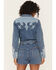 Image #4 - Rock & Roll Denim Women's Medium Wash Long Sleeve Snap Stretch Denim Romper, Medium Wash, hi-res