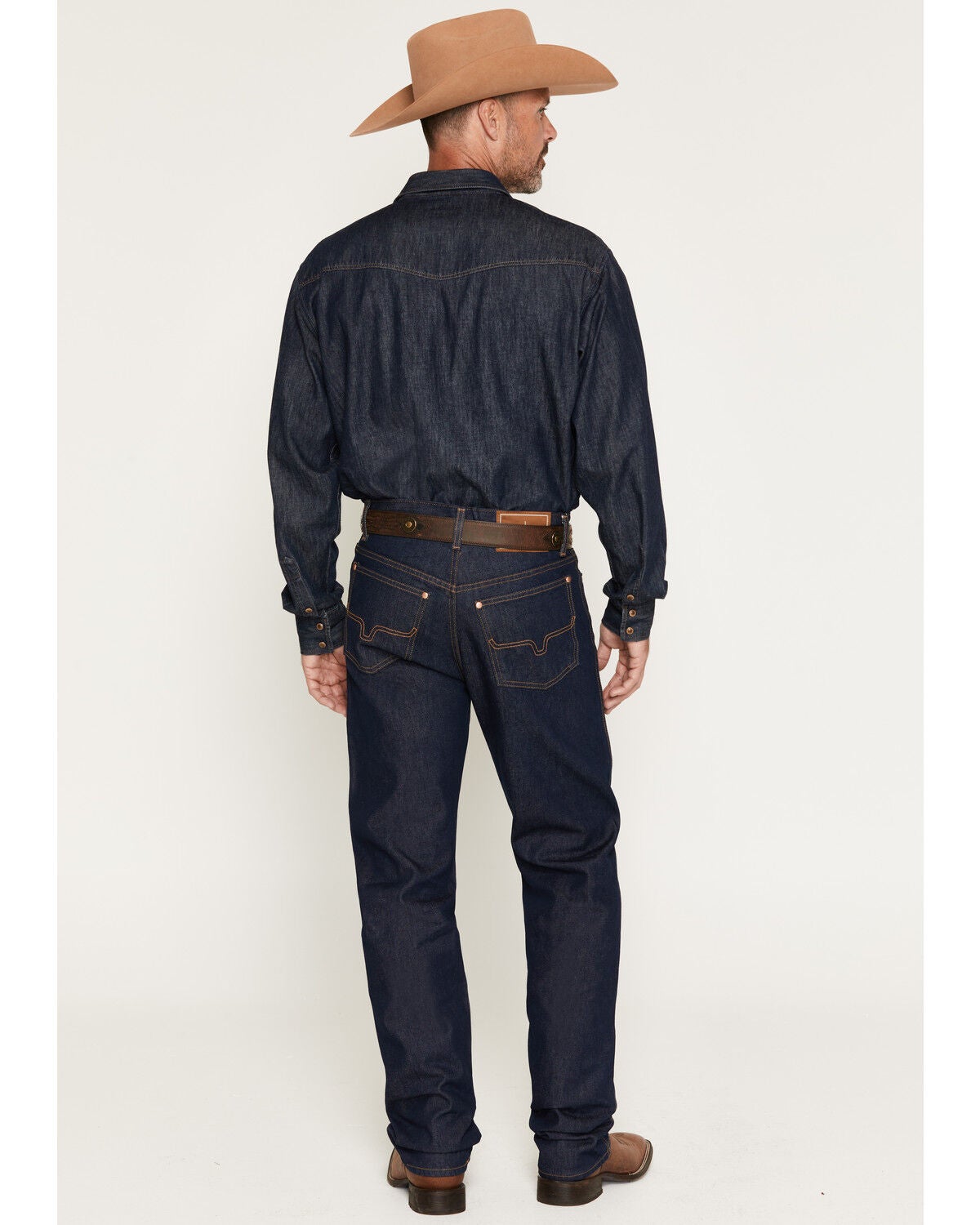 Image #3 - Zach Top X Kimes Ranch Men's Dark Wash Mid Rise Bootcut Rigid Denim Jeans, Dark Medium Wash, hi-res