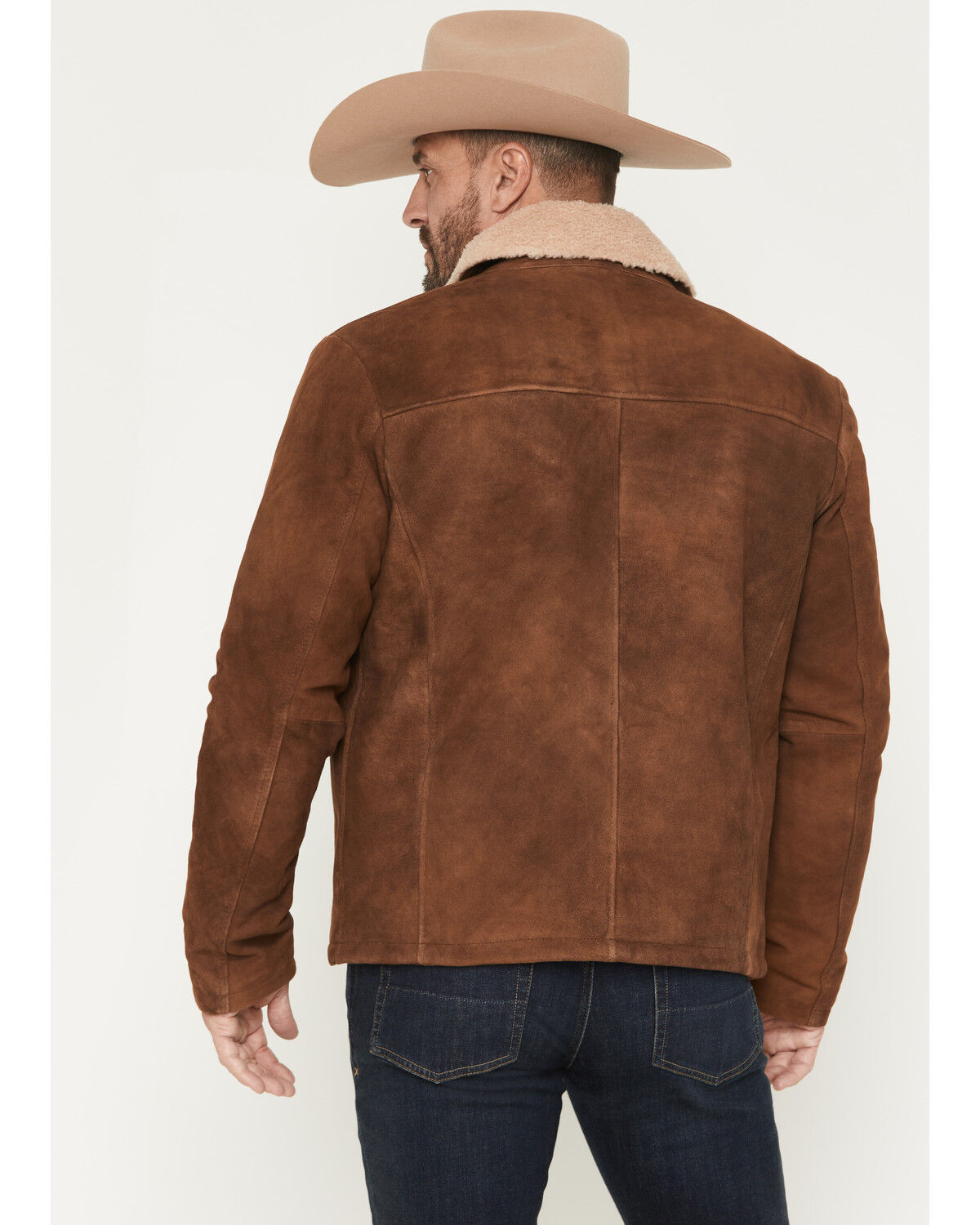 Image #4 - Scully Men's Sherpa Lined Leather Zip Jacket, Brown, hi-res