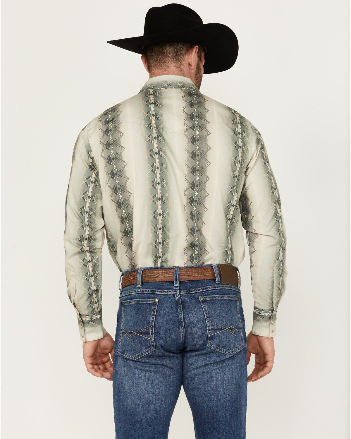 Image #4 - Wrangler Men's Checotah Long Sleeve Pearl Snap Western Shirt, Tan, hi-res