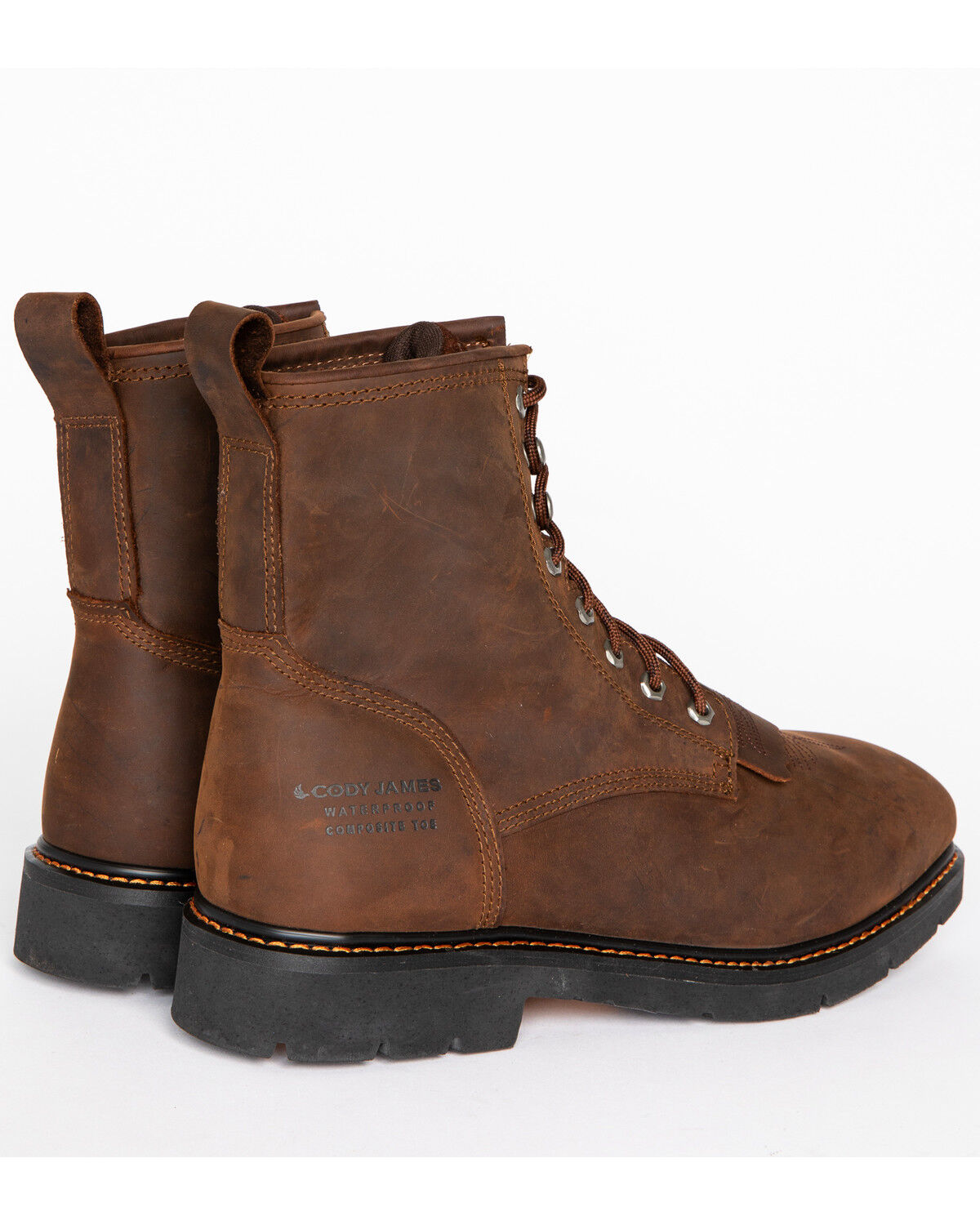Image #7 - Cody James Men's 8" Mustang Lace-Up Kiltie Waterproof Work Boots - Composite Toe, Brown, hi-res