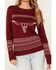 Image #3 - Cotton & Rye Women's Long Horn Sweater , Wine, hi-res
