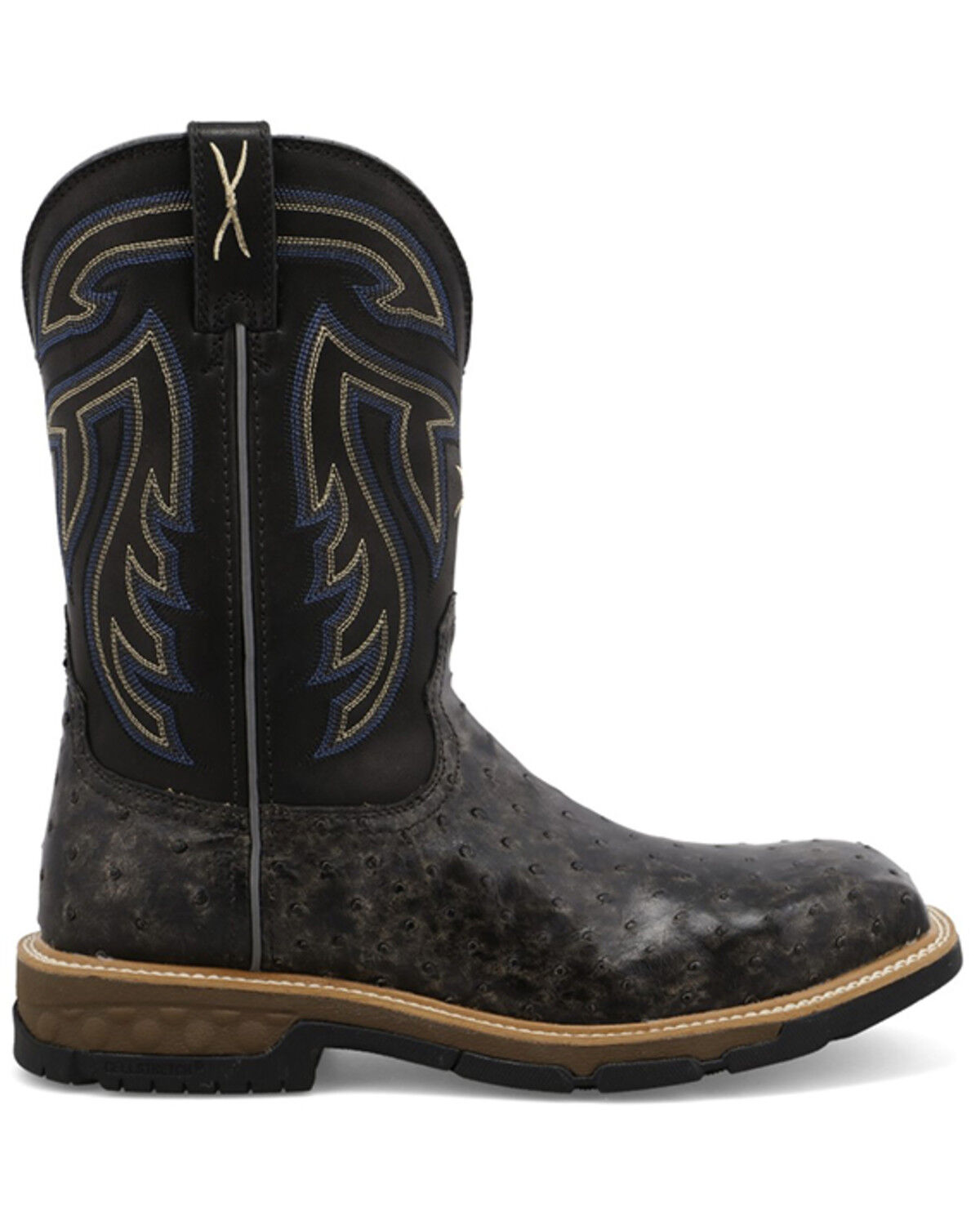 Image #2 - Twisted X Men's 11" Exotic Ostrich Western Work Boots - Nano Composite Toe, Black, hi-res