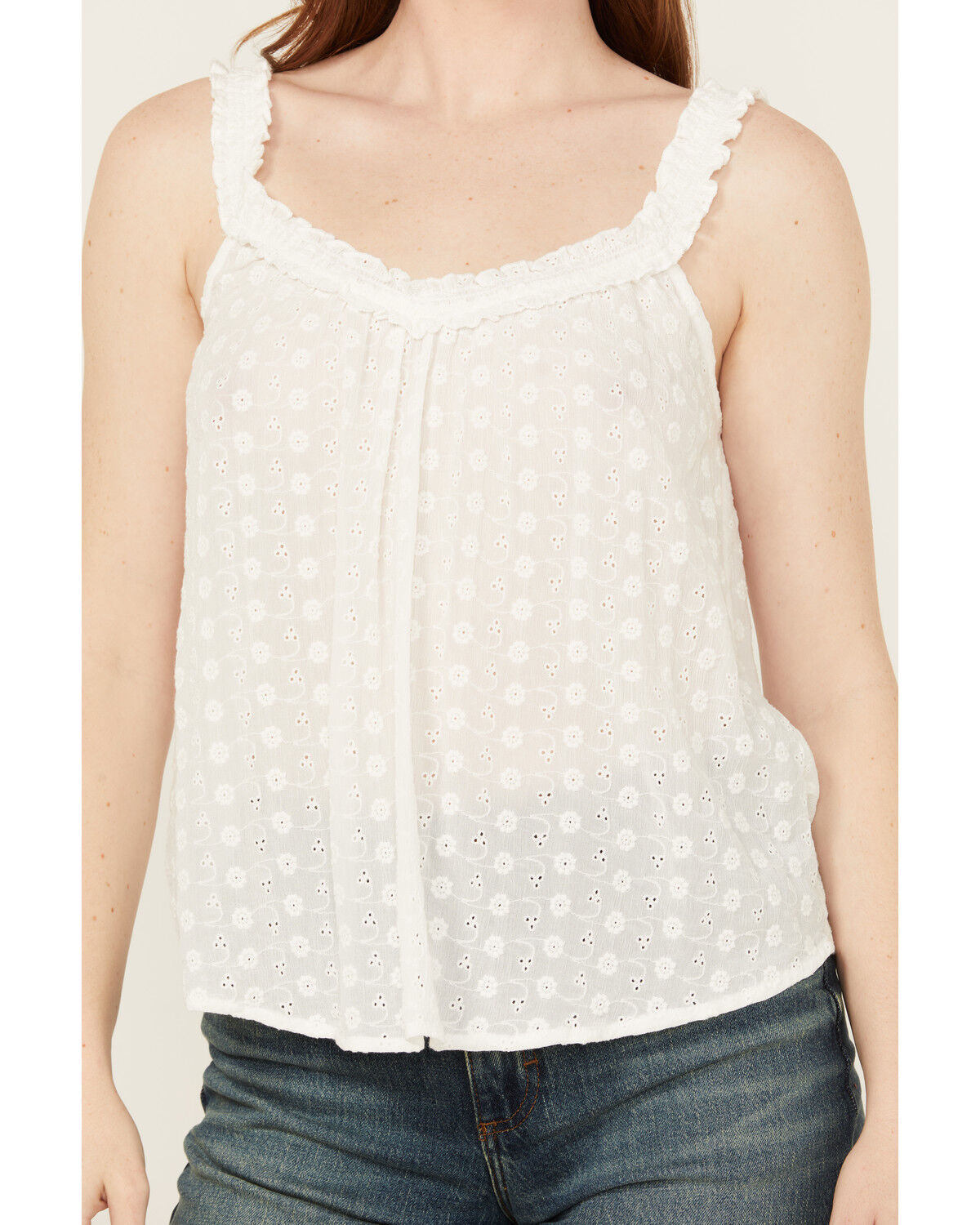 Image #3 - Eyeshadow Women's Eyelet Tank Top, White, hi-res