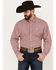 Cinch Men's Geo Print Long Sleeve Button Down Western Shirt, Burgundy, hi-res