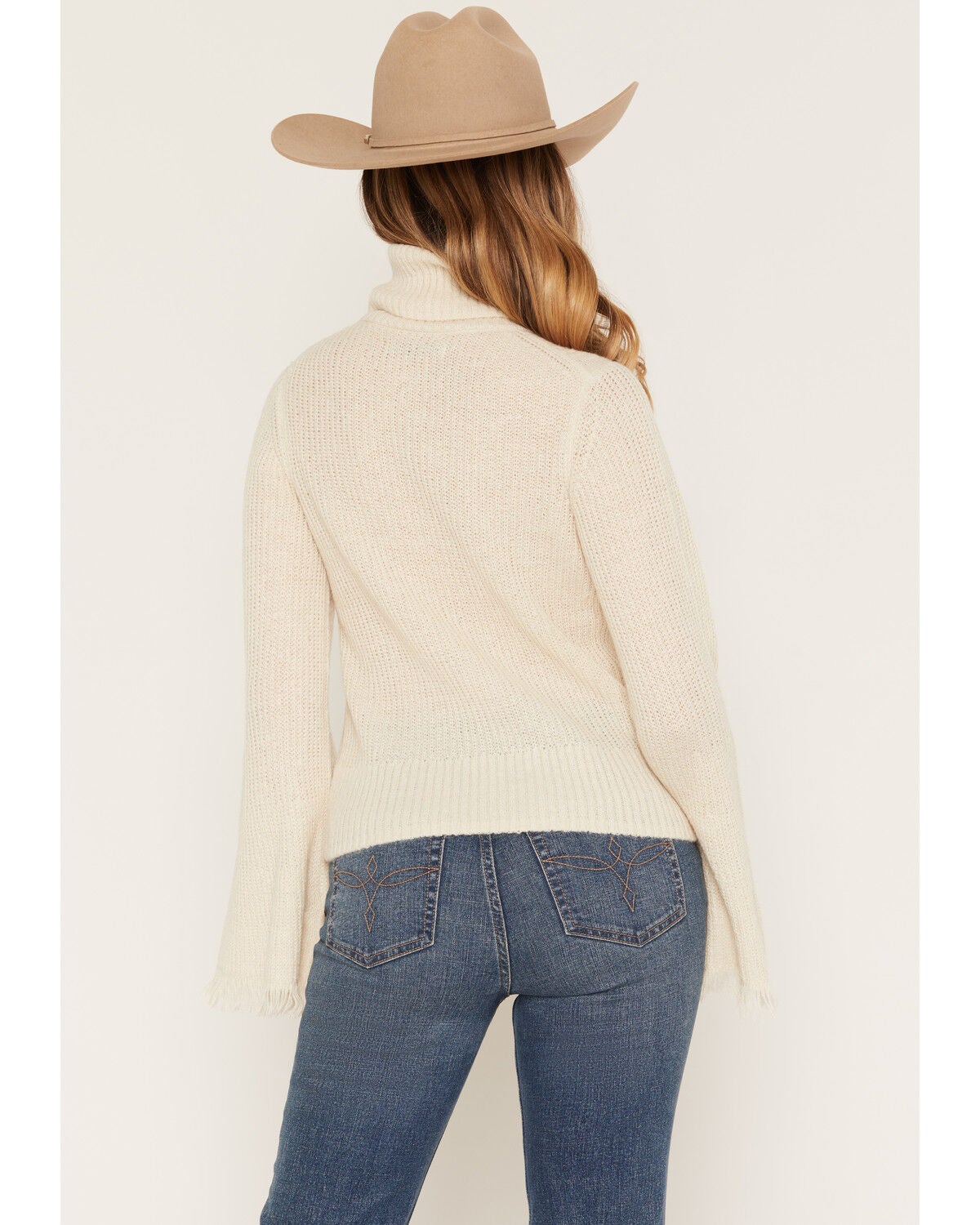 Image #4 - Shyanne Women's Solid Bell Sleeve Turtleneck Sweater, Natural, hi-res