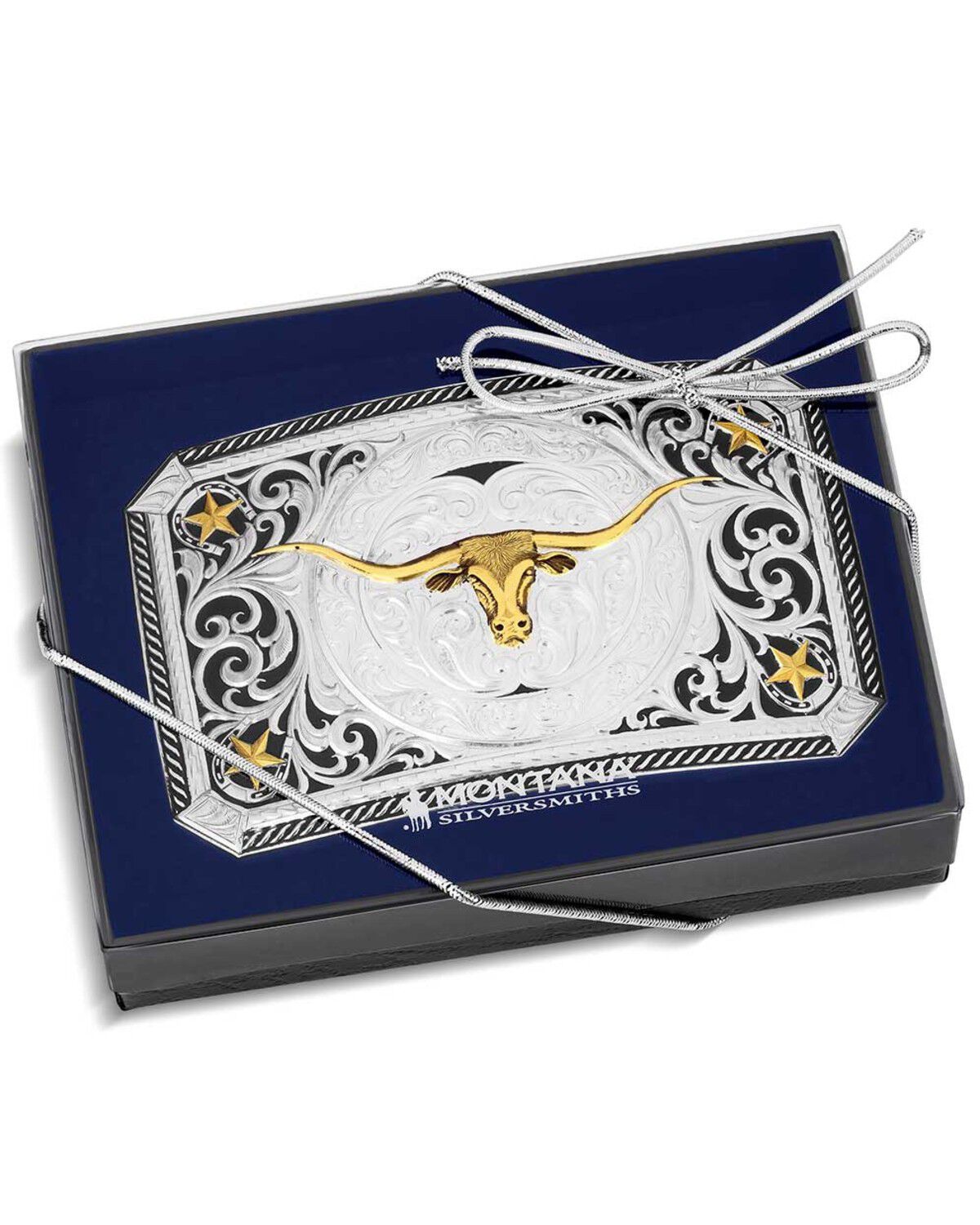 Image #4 - Montana Silversmiths Men's Longhorn Cattle Drive Belt Buckle, Silver, hi-res