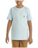 Image #1 - Carhartt Boys' Carhartt Logo Short Sleeve Graphic T-Shirt , Light Blue, hi-res