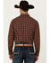 Image #4 - Blue Ranchwear Men's Elk Plaid Print Long Sleeve Snap Western Shirt, Dark Brown, hi-res