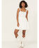Image #1 - Yura Women's Floral Patched Crochet Mini Dress, White, hi-res