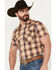 Image #2 - Pendleton Men's Frontier Plaid Print Short Sleeve Western Snap Shirt, Rust Copper, hi-res