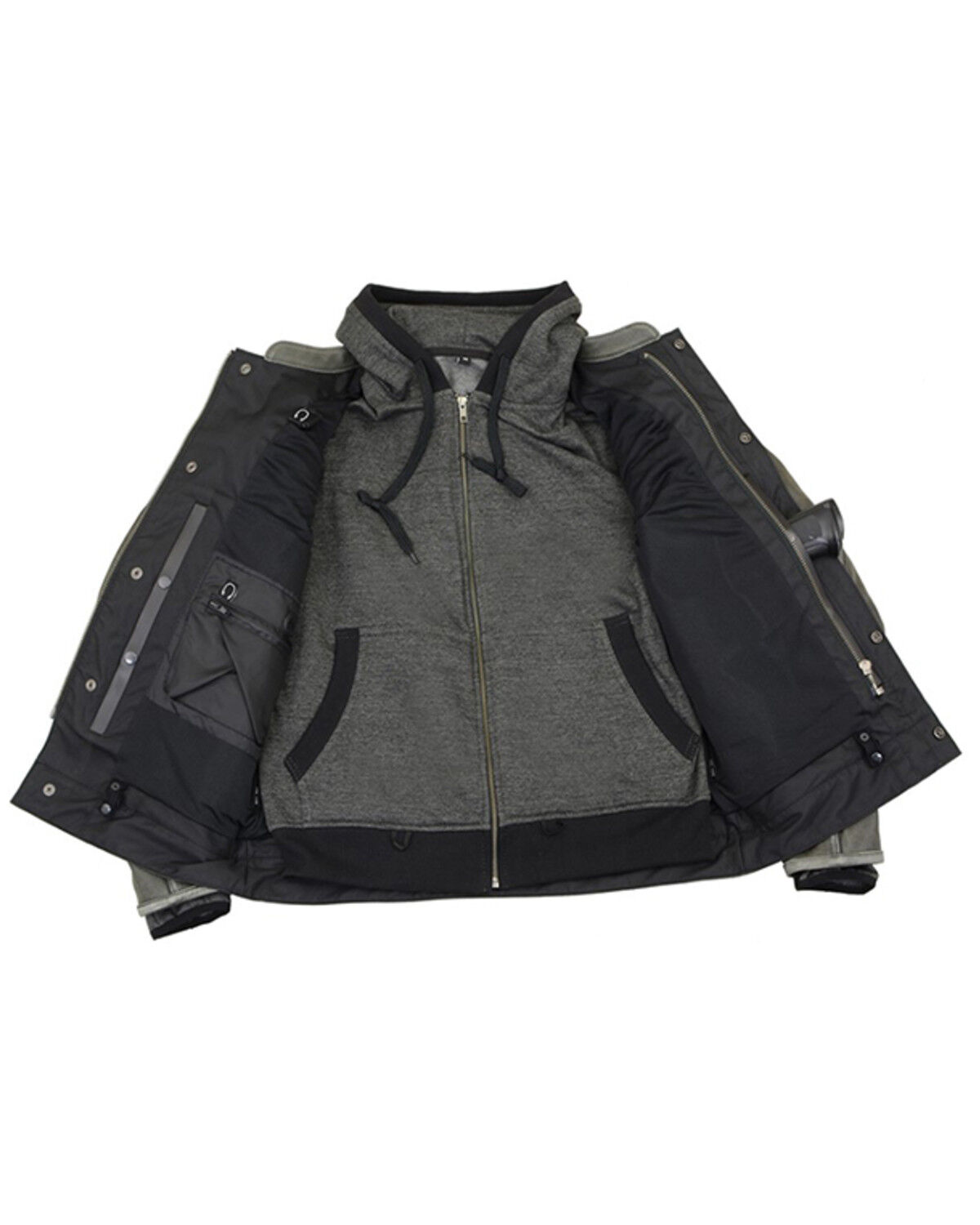Image #3 - Milwaukee Leather Men's Distressed Utility Pocket Ventilated Concealed Carry Motorcycle Jacket - 5X, Grey, hi-res