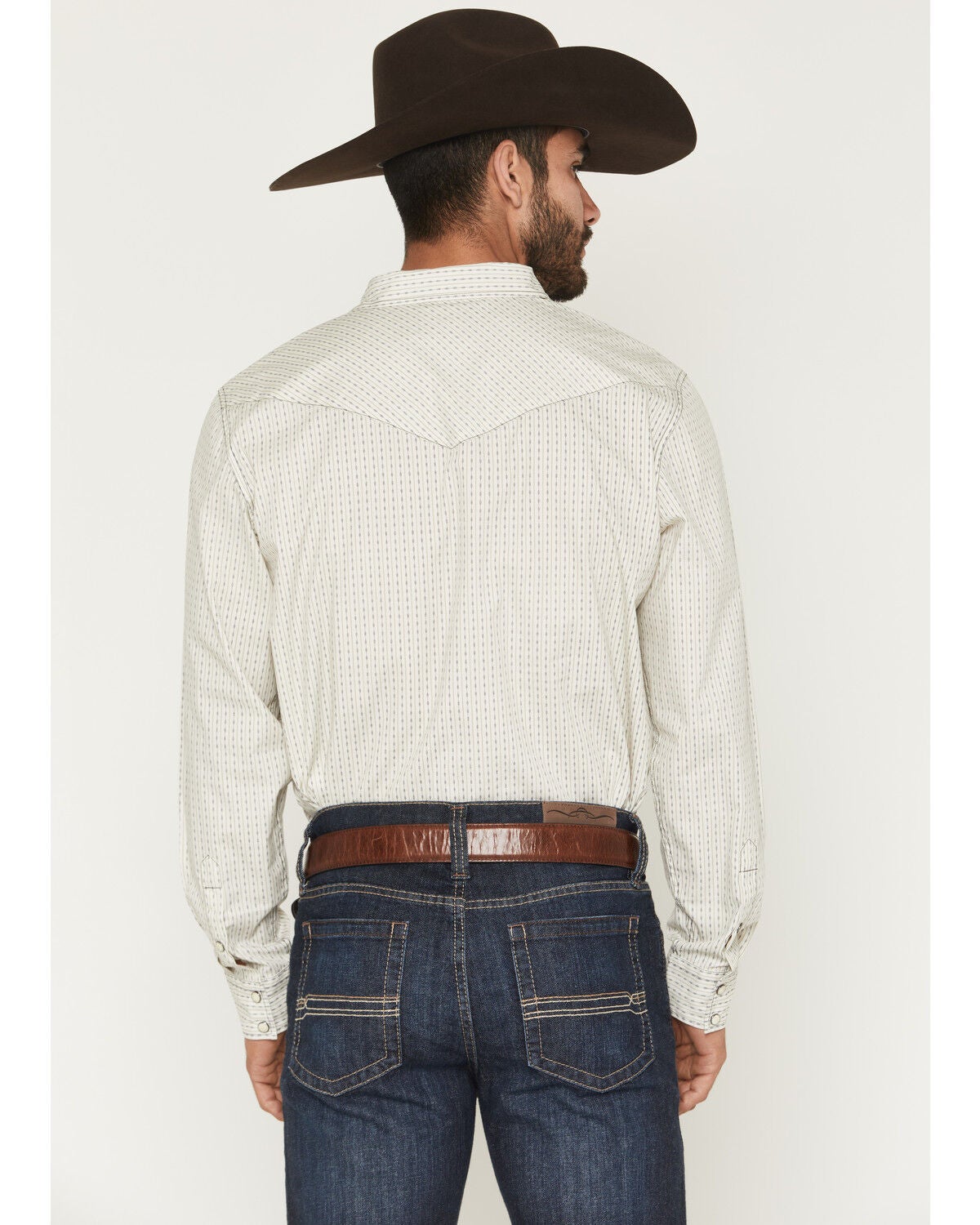 Image #4 - Gibson Trading Co Men's Tulsa Striped Long Sleeve Snap Western Shirt - Big, Ivory, hi-res