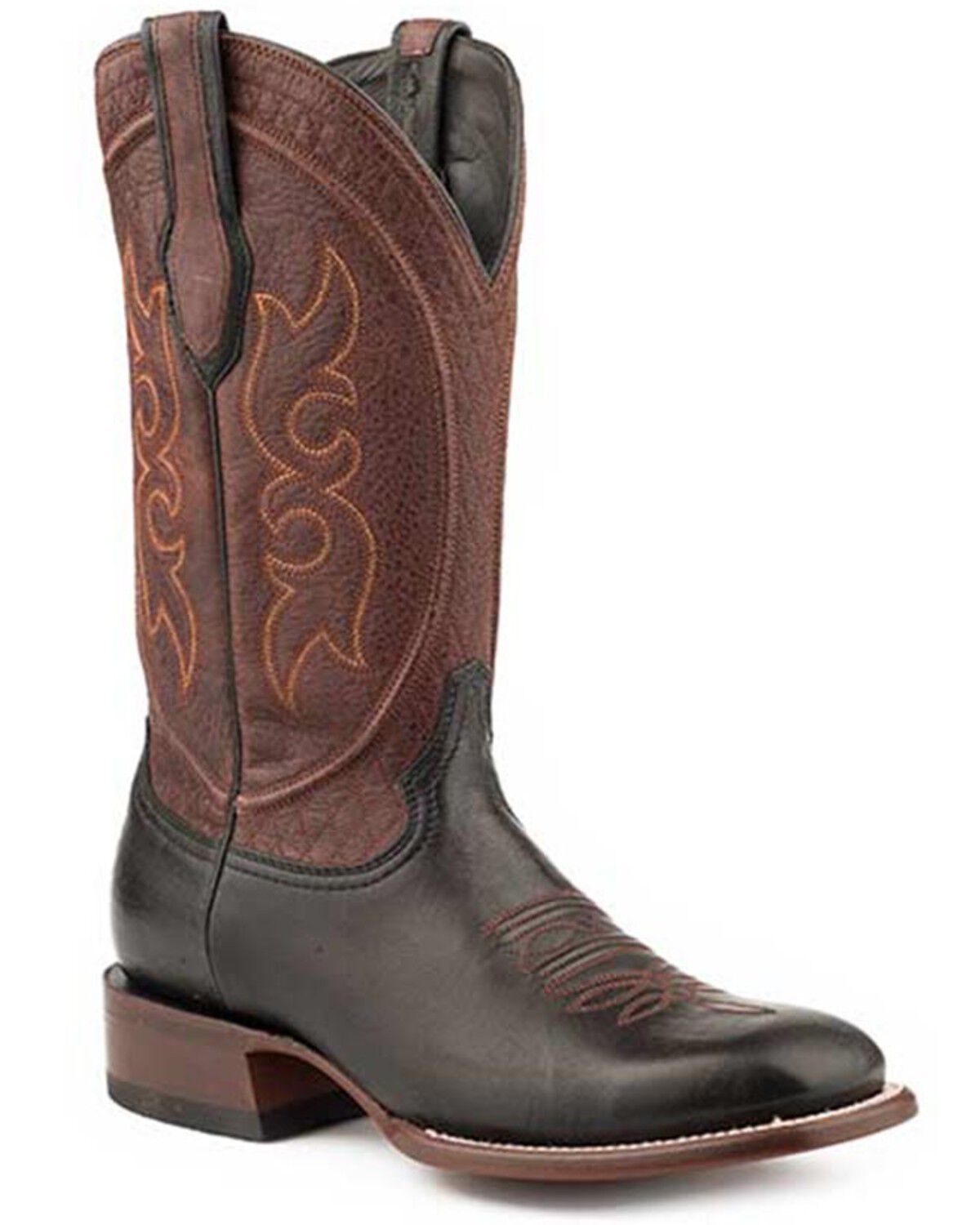 Stetson Men's Bridger Western Boots - Broad Square Toe, Black, hi-res