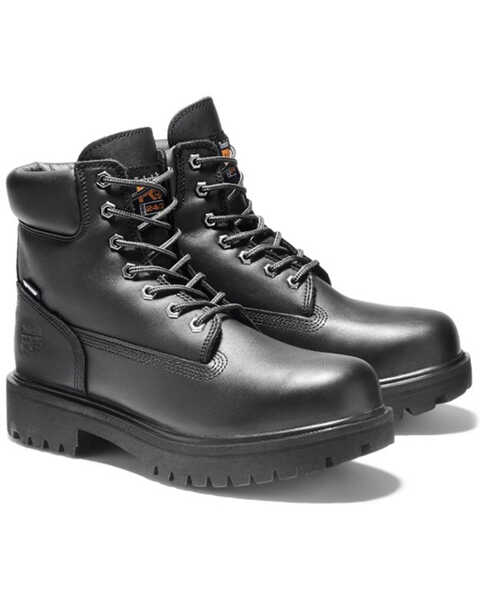 Timberland Men's 6" Direct Attach Waterproof Work Boots - Soft Toe, Black, hi-res