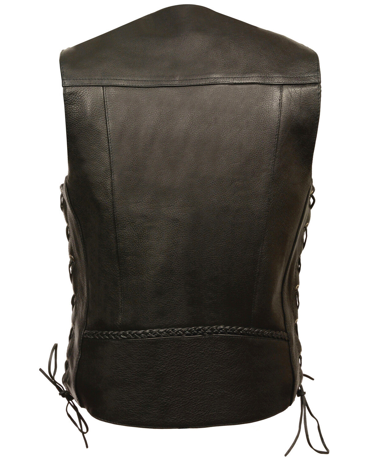 Image #2 - Milwaukee Leather Men's Buffalo Snap Braided Side Lace Vest, Black, hi-res