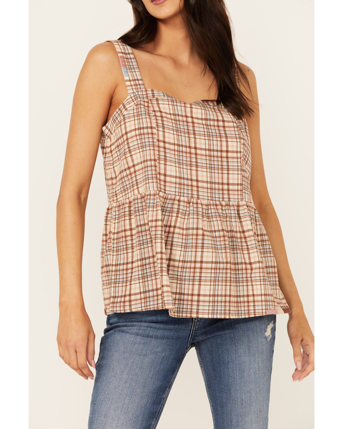 Image #3 - Cleo + Wolf Women's Beverly Plaid Print Sleeveless Tank, Oatmeal, hi-res