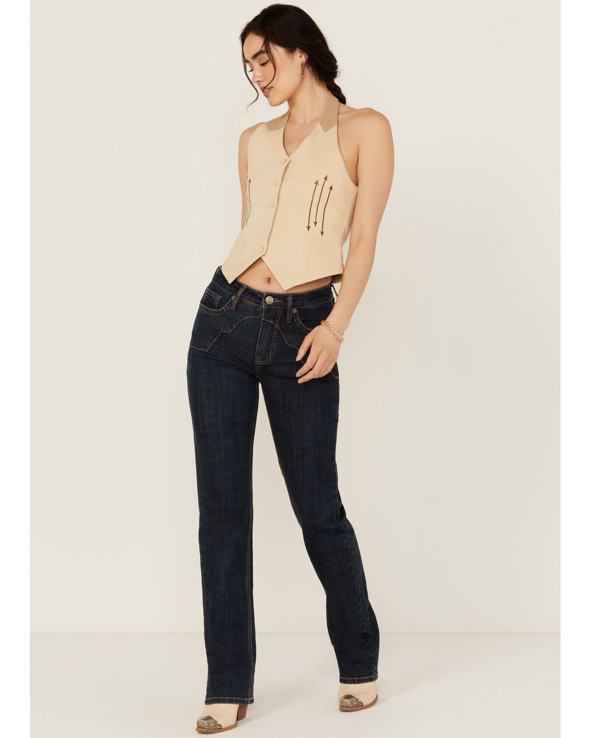 ★  JEANS ★ Rock & Roll Denim Women's Dark Wash High Rise Western Yoke