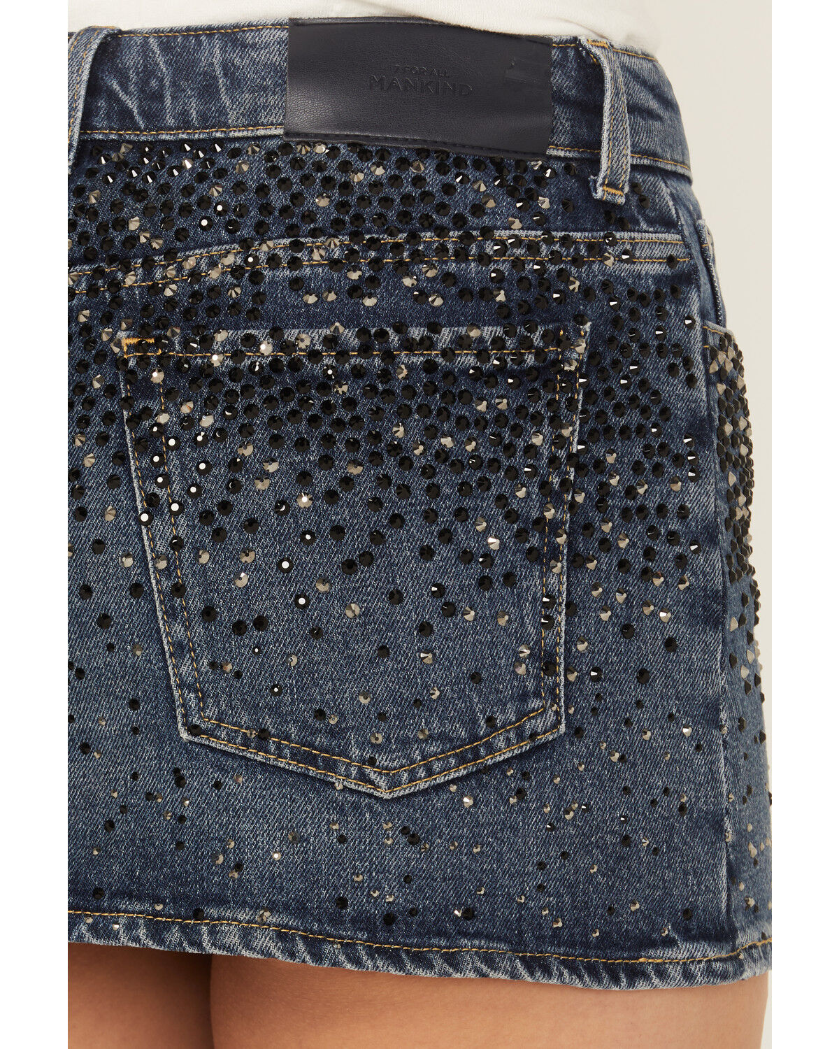 Image #4 - 7 For All Mankind Women's Dark Wash Elena Embellished Micro Mini Skirt, Dark Wash, hi-res