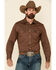 Wrangler Men's Solid Advanced Comfort Long Sleeve Work Shirt, Brown, hi-res