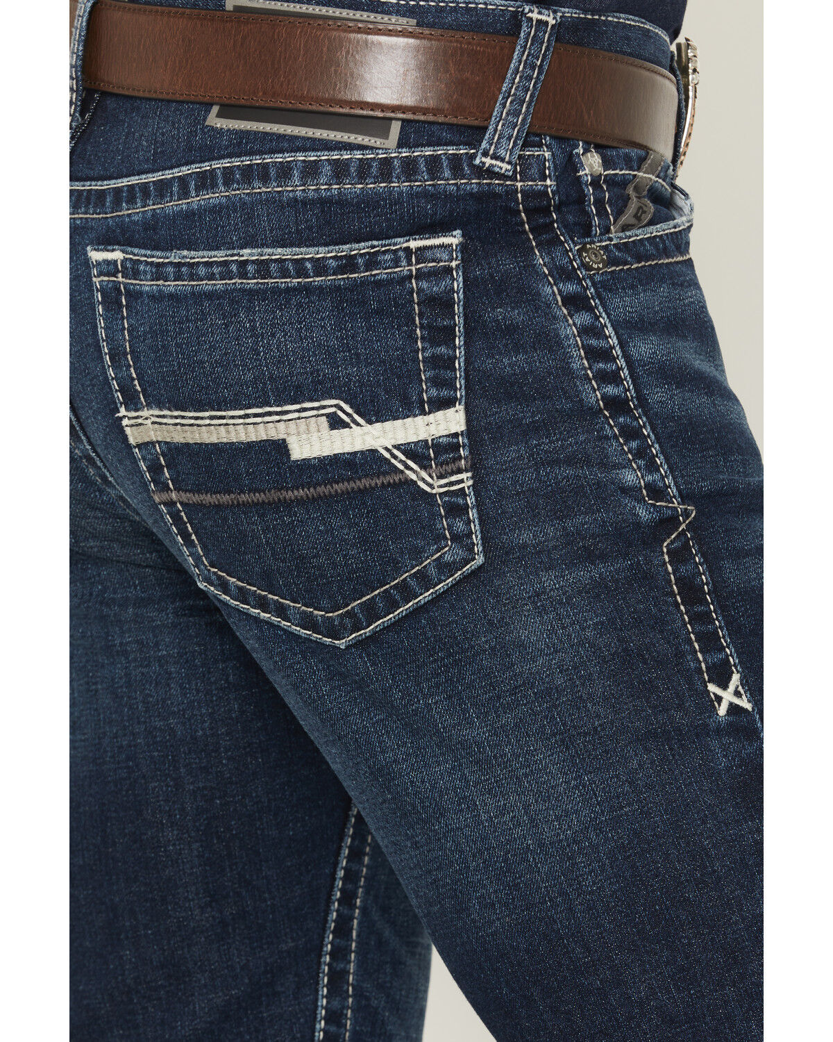 Image #4 - Ariat Men's M8 Hillcrest Matthew Dark Wash Modern Slim Straight Stretch Denim Jeans, Dark Wash, hi-res