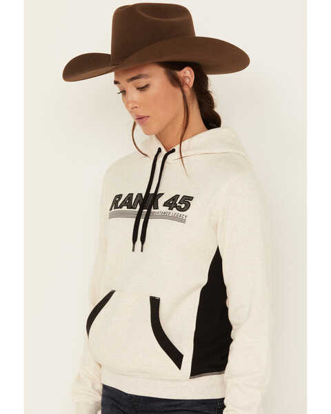 Image #2 - RANK 45® Women's Logo Embroidered Graphic Contrast Hoodie, Oatmeal, hi-res