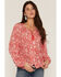 Image #1 - Panhandle Women's Floral Paisley Print Long Sleeve Peasant Top, Red, hi-res