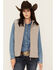 Hooey Women's Serape Yoke Full Zip Packable Vest , Grey, hi-res
