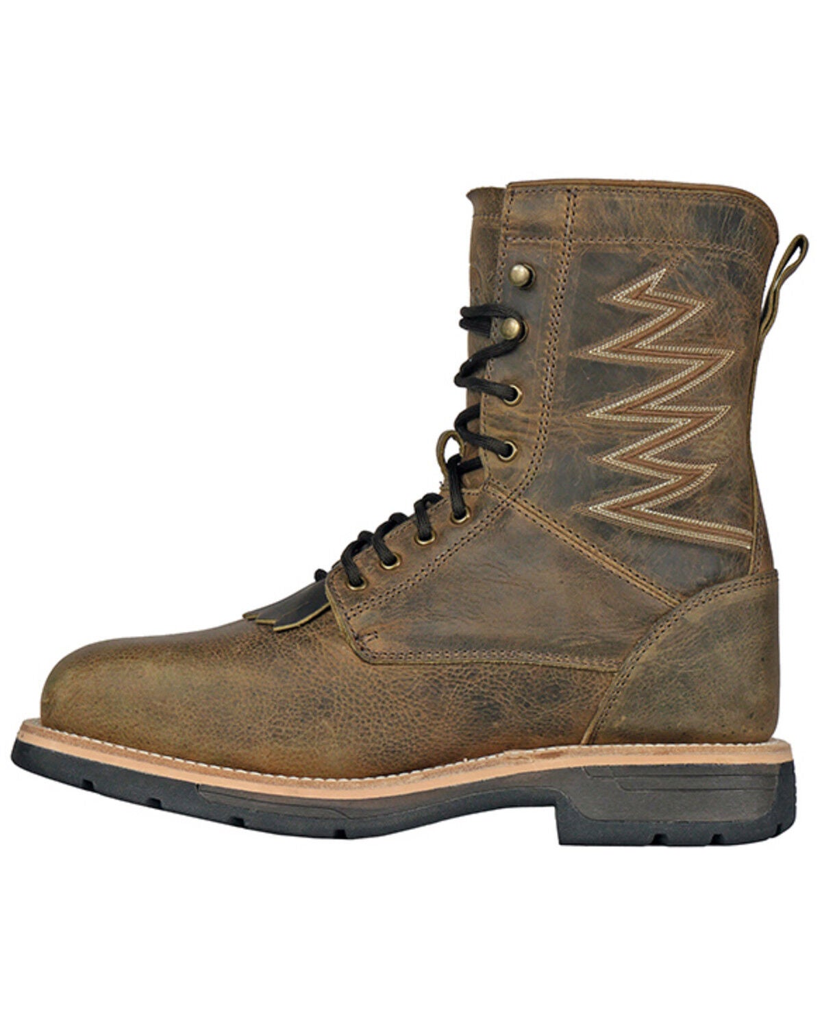 Image #3 - Hoss Men's Distressed Lace-Up Waterproof Work Boots - Composite Toe, Brown, hi-res
