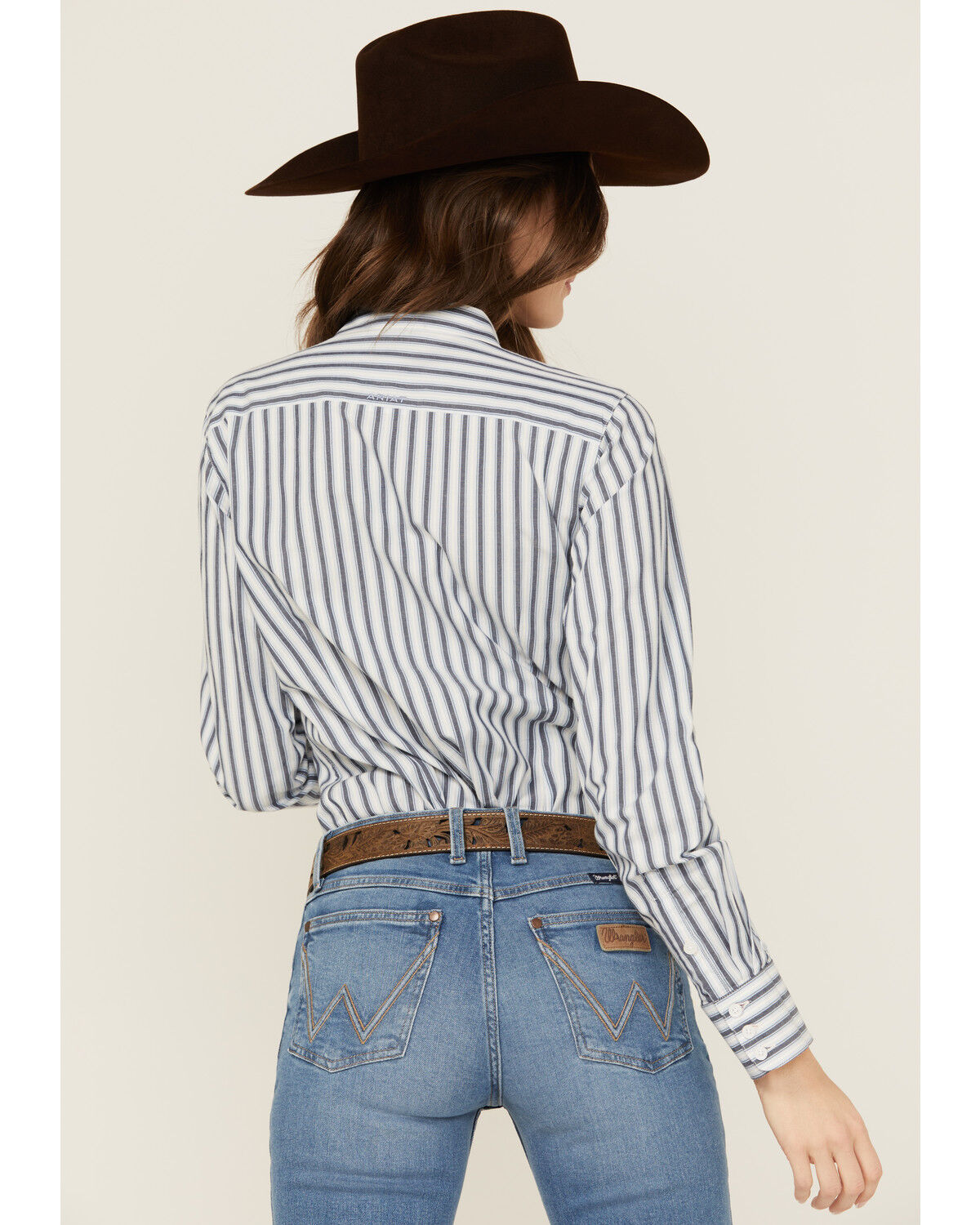 Image #4 - Ariat Women's Kirby Striped Long Sleeve Button-Down Stretch Western Shirt, Blue, hi-res